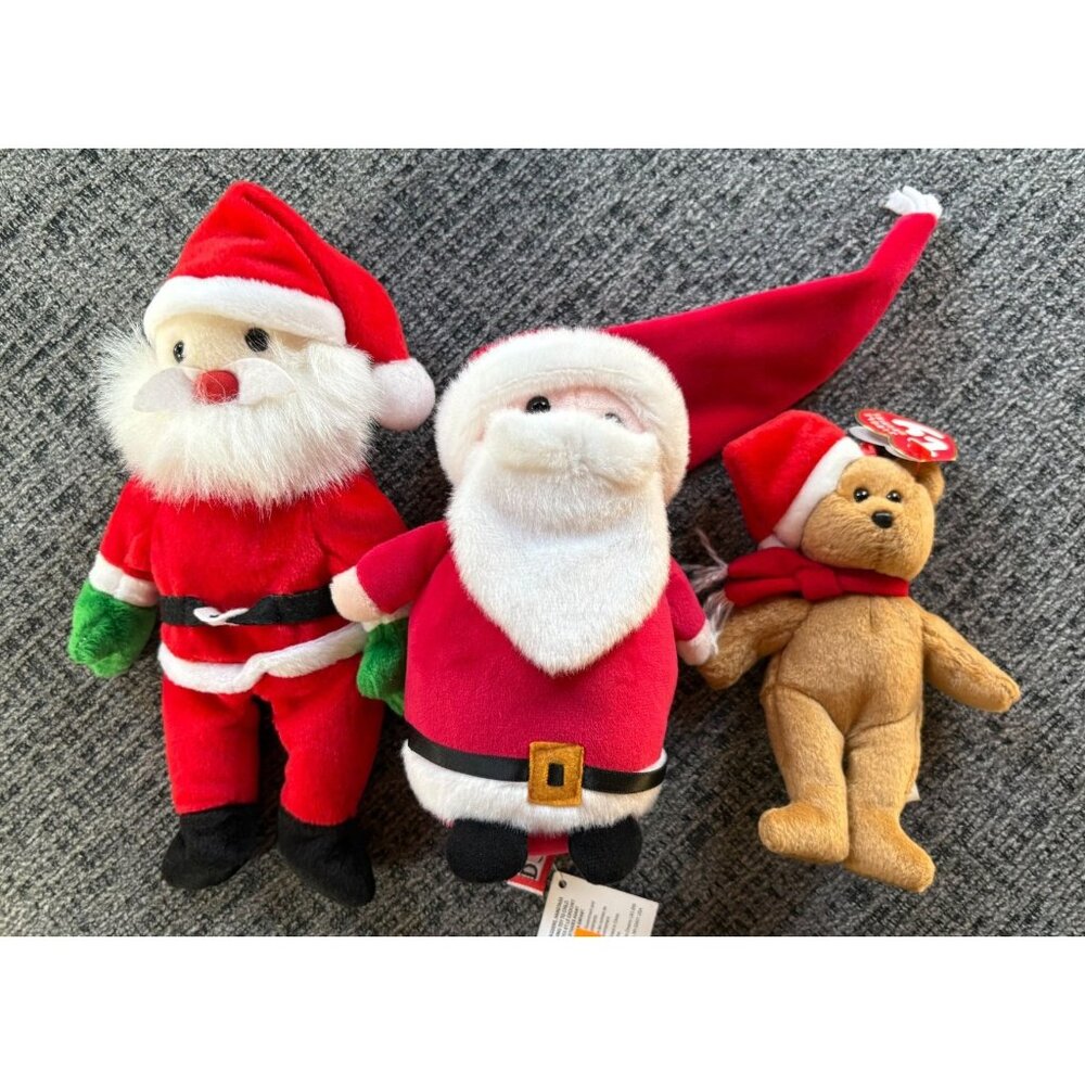 Vintage Ty Beanie Baby Santa & Douglas Christmas Plush Bundle 1997 3pc Set of 3